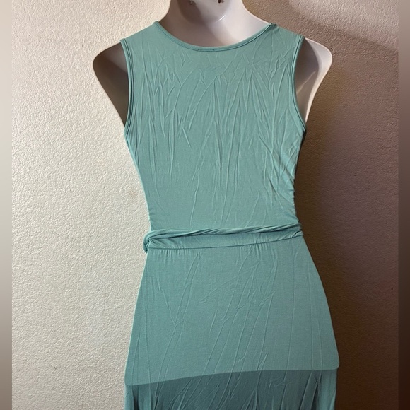 🆕7th Ray Sleeveless Belted Maxi In Nile Blue Gown with Ruffled Tiered Dress M🆕 - Picture 5 of 10